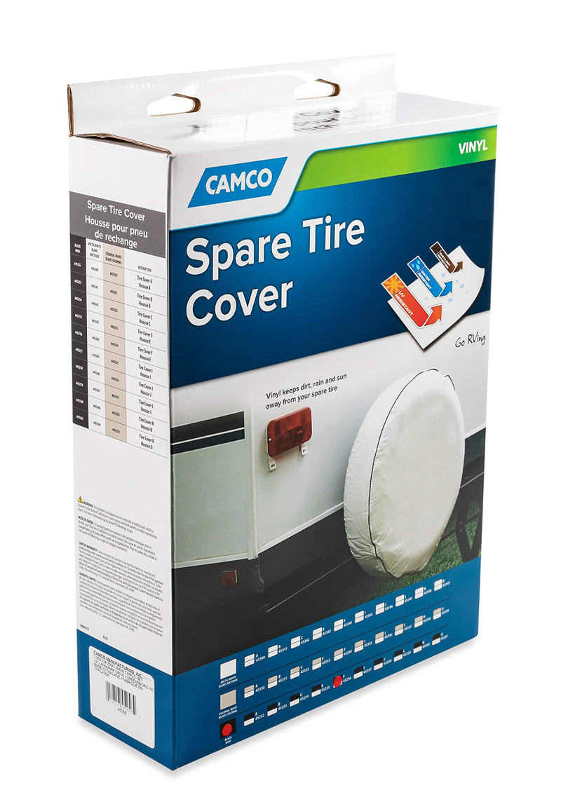Camco Spare Tire Cover/RV Camper | Crafted of Heavy-Duty Vinyl & Features Heavy Nylon Thread for Weatherproof Seams | Fits 29" Wheels | Black (45256)