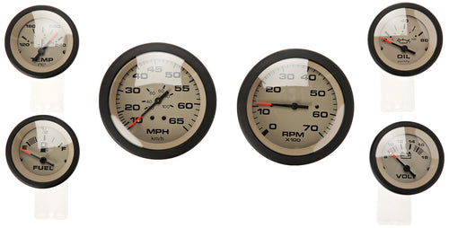 Sahara Sierra International 65485P 6-Gauge Set Includes Speed Tach Volt Fuel Oil Pressure & Water Temp Gauges
