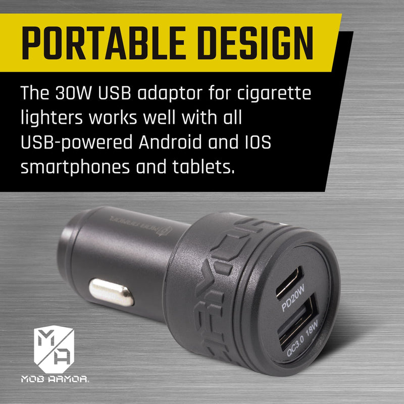 Mob Armor Dual USB 38w Quick-Charge Car Charger A + C - Fast Charging Adapter - Car Charger Adapter - Car Phone Charger - Phone Charger C Type & A Type (Black)