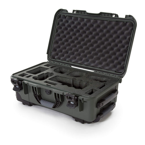 Waterproof Nanuk 935 Carry-On Hard Case with Custom Foam Insert for Sony a7R Size Camera w/Wheels - Olive