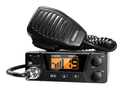 40-Channel Uniden PRO505XL CB Radio. Pro-Series, Compact Design. Public Address (PA) Function. Instant Emergency Channel 9, External Speaker Jack, Large Easy to Read Display. - Black