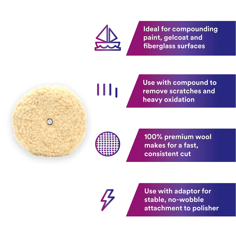 Perfect-It 9 inch Wool Compounding Pad - 3M Quick Connect Pad 05753, 9 in