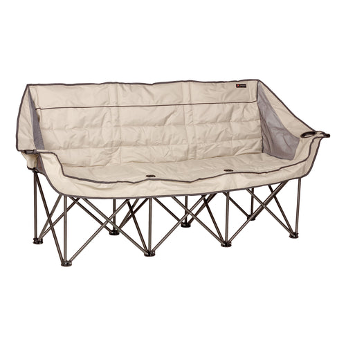 Lippert Folding Campfire Couch - Sand, High-Loft, Foldable Sofa, Dual Cup Holders, Power Coated Steel Frame, Durable 600D Polyester Fabric for Outdoor Use, 500 lb. Capacity, 2022114795
