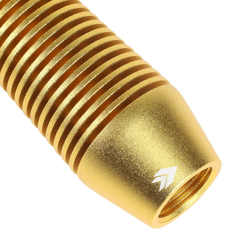 Universal Aluminum Shift Knob NRG Innovations SK-710GD with Thread Adapters, Heatsink Style Long Curvy Cylinder Lever, Gold
