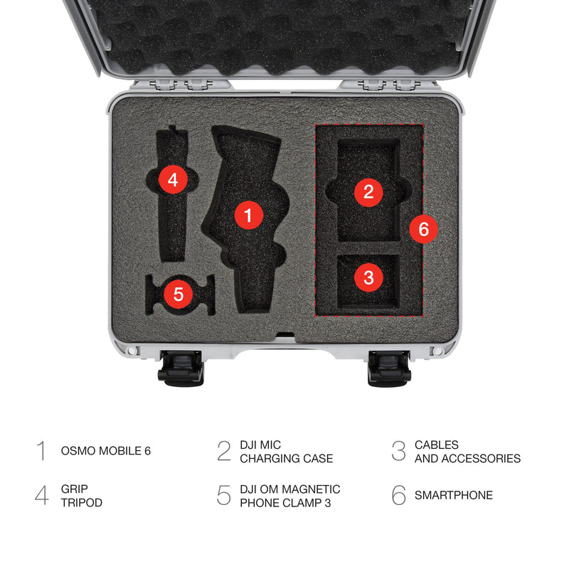 DJI OSMO Mobile 6 - Silver Nanuk Case 910 w/Foam (C0798)
