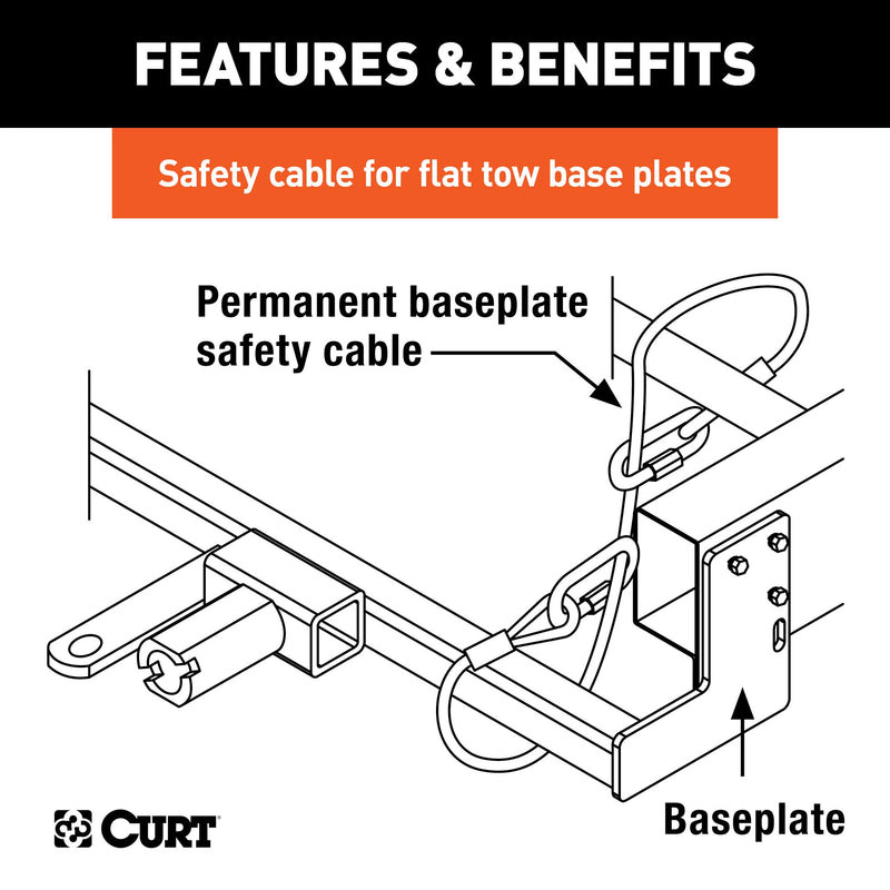 CURT 36 x 3/8-Inch Diameter Replacement Vinyl-Coated Tow Bar Base Plate Safety Cable, 7,500 Pounds