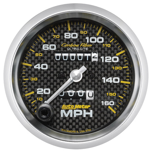 Auto Meter Carbon Fiber 3-3/8" Mechanical Speedometer 4793 (0-160 MPH, 85.7mm)
