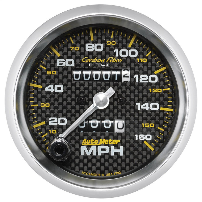 Auto Meter Carbon Fiber 3-3/8" Mechanical Speedometer 4793 (0-160 MPH, 85.7mm)