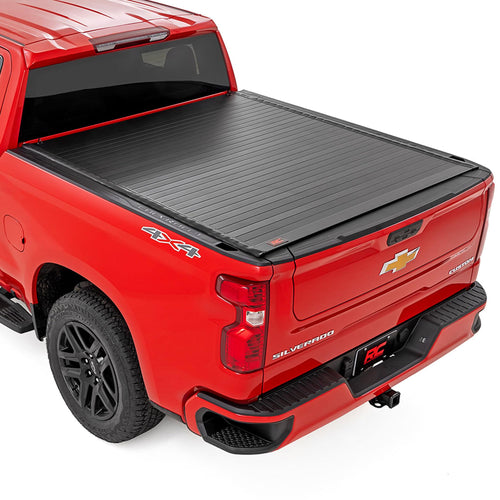 Rough Country Tonneau Cover Hard Roll-Up for Chevy Silverado & GMC Sierra 1500 (2019-2026) - Aluminum Truck Bed Cover, Fits 5'10 Bed Short Bed