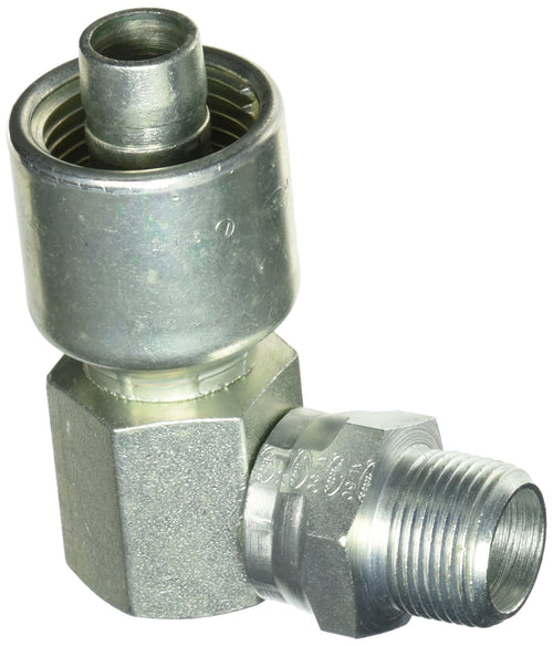 MegaCrimp Couplings Gates 12G-12MPX90, Male Pipe Swivel, 90 Block, NPTF Without 30 Cone Seat, Zinc Plated Carbon Steel, 3.17", 3/4" ID