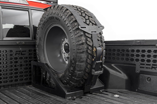 Rough Country Spare Tire Carrier Universal Bed Mount for Pickup Trucks - Fits Tires 33" to 40"