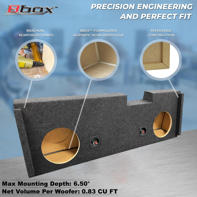 Atrend Bbox Dual 12" Sealed Carpeted Subwoofer Enclosure A184-12CP - Fits 2007 - 2020 Chevrolet/GMC Silverado/Sierra Crew Cab, Charcoal