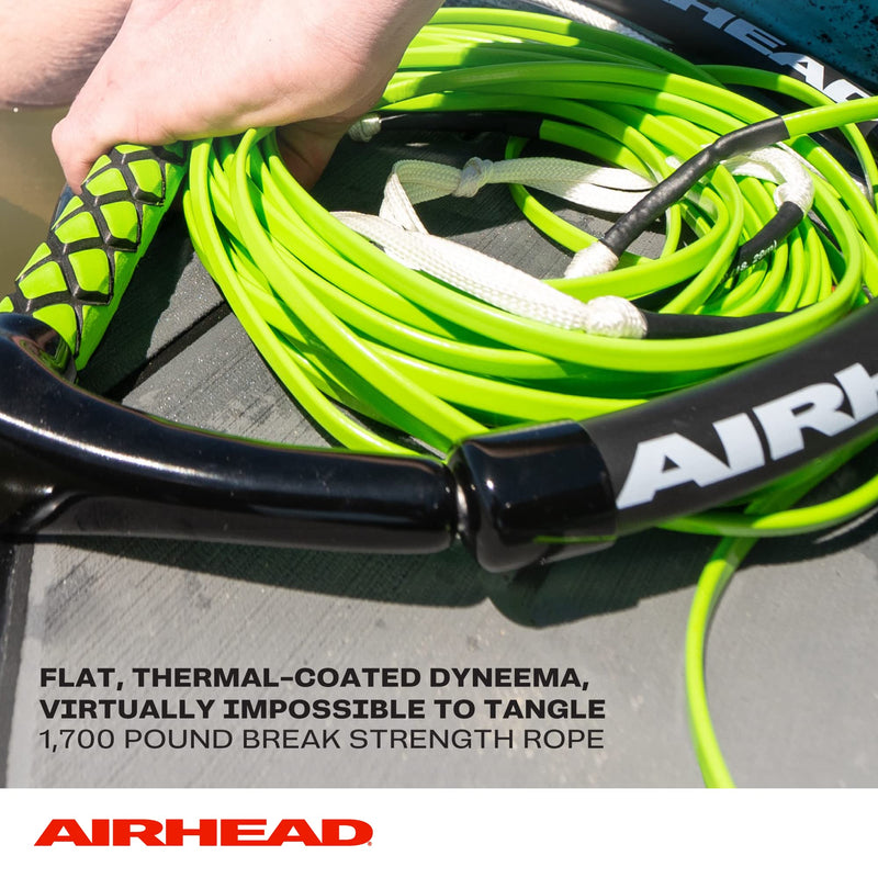 Dyneema Airhead Flat Line Wakeboard Rope, 4 Sections, 70-Feet, Green