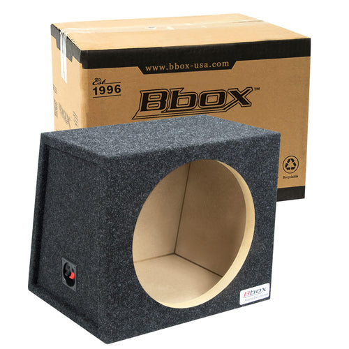 Atrend Bbox 12 Inch Single Sealed Subwoofer Enclosure - Car Subwoofer Boxes & Enclosures - Premium Subwoofer Box Sound & Bass Improves Audio Quality - Red & Black Spring Terminals - Charcoal
