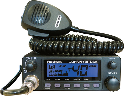 Johnny III President USA 40 Channel CB Radio 12 or 24V, Black