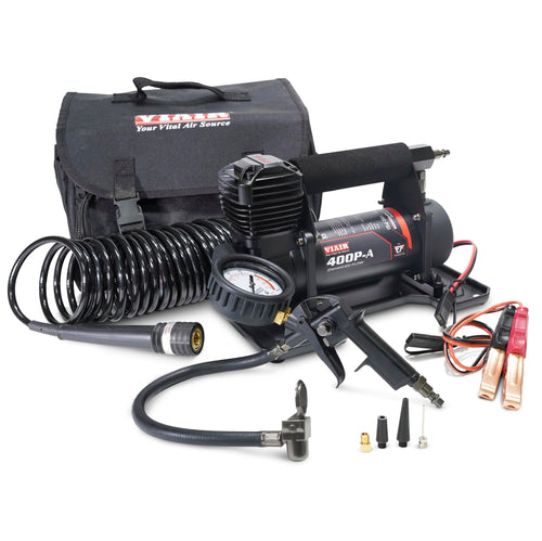 VIAIR Automatic Tire Inflator 400P-A EF Enhanced Flow - 40145 Portable Offroad Air Compressor for Truck & SUV | 12V On/Off Road Tire Pump Air Compressor | 150 PSI (SAE, Alligator Clips)