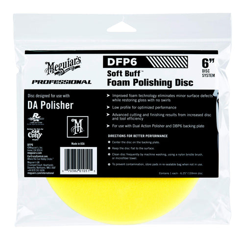 Meguiar's 6" Soft Buff DA Foam Polishing Disc DFP6 - Foam Pad for Use with a Backing Plate 6" - Light Swirl Removal Pad for Light Cleaning and Polishing