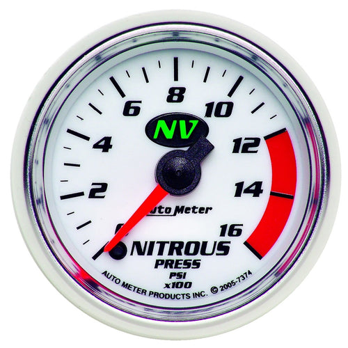 Nitrous Pressure Gauge Auto Meter 7374 NV Full Sweep Electric