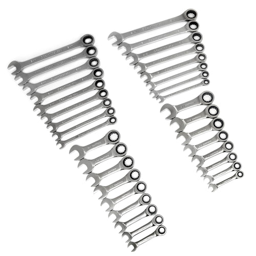 34 Pc. GEARWRENCH Standard & Stubby Ratcheting Wrench Set, SAE & Metric - 85034