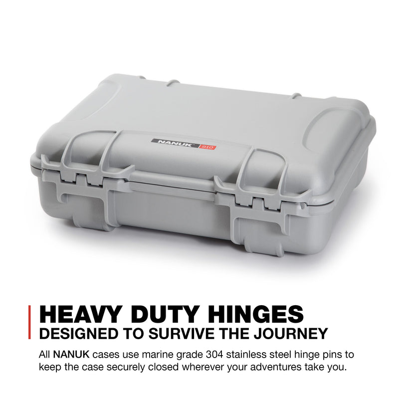 Waterproof Nanuk 910 Hard Case with Foam Insert for DJI Mavic Mini 2 Fly More - Silver