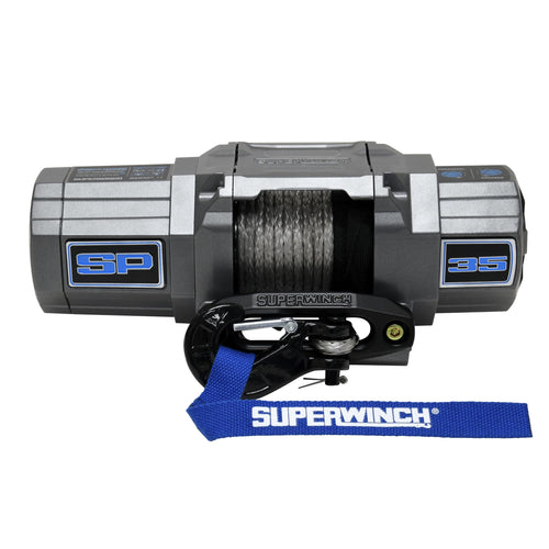 SP 35 SUPERWINCH, 3500 lb Capacity, Hawse Fairlead, 10 ft Remote, 7/32 in x 40 ft Synthetic Rope, 12V, Kit