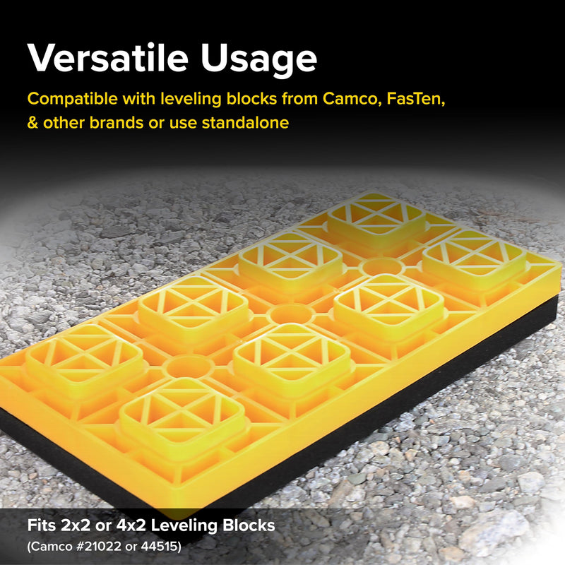 Camco Leveling Block Universal Flex Pads - Prevent Jacks and Stabilizers from Sinking Into Soft Ground - Measure 8.5" x 17" - 2-Pack (44601)