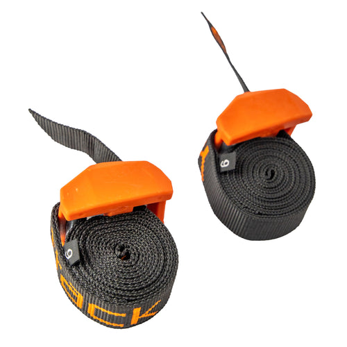 Cam Straps YakAttack 6" | Heavy Duty Polyester Tie Down | Rubber Buckle Cover | Black/Orange - 2 Pack | USA Sewn | Kayak Fishing Accessories