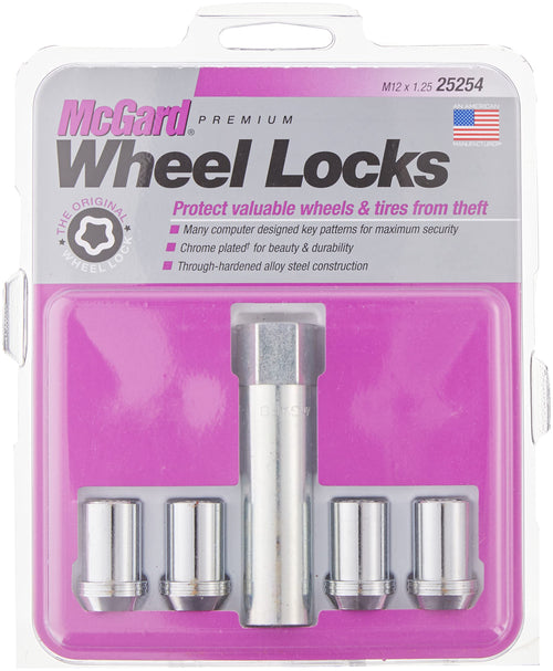 Chrome Tuner Style McGard Cone Seat Wheel Locks (M12 x 1.25 Thread Size) - Set of 4