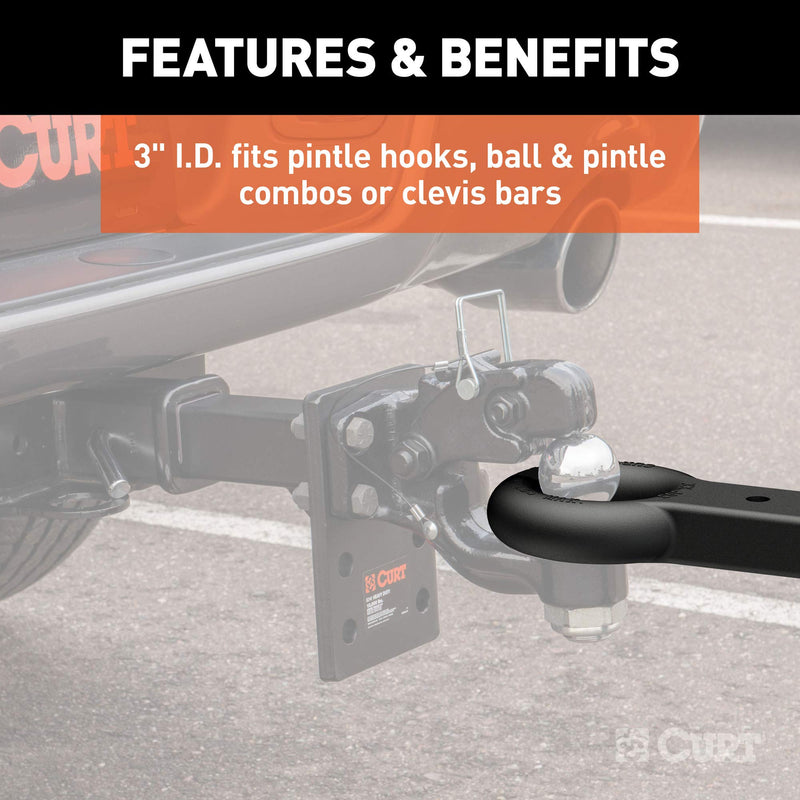 CURT Black Steel Pintle Hitch 48510 Lunette Ring 3-Inch ID, 22,000 lbs