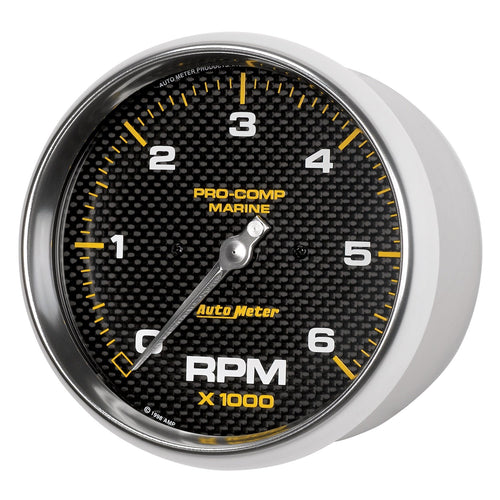Tachometer, AutoMeter Gauge, 5", 6K RPM, Marine Carbon Fiber (200750-40)