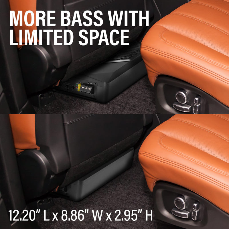 Sound Storm Laboratories 8 Inch US8 Powered Car Audio Under Seat Subwoofer - 800 Watts Max, Low Profile, Built in Amplifier, for Truck, Boxes and Enclosures, Remote Subwoofer Control