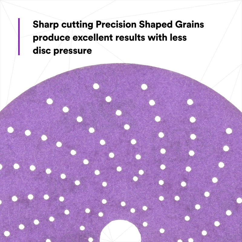 3M Cubitron II Clean Sanding Hookit Abrasive Disc 31481, 6 in, 220+ Grade, Pack of 50 Discs, Virtually Dust-Free, High Performance, Long Lasting, Multi-Hole Pattern, Feather Edging, Stock Removal