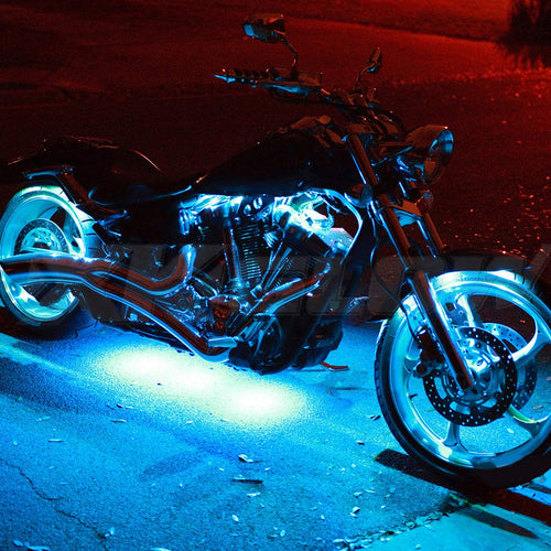 XKGLOW Light Blue XK034002-AB - 10xPod + 4x8 Strips Single Color LED Accent Light Motorcycle Kit