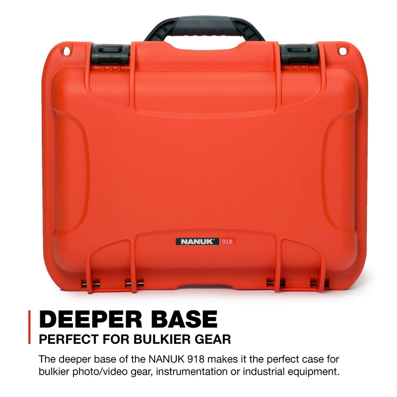Waterproof Nanuk 918 Carry-on Hard Case with Lid Organizer and Padded Divider - Orange