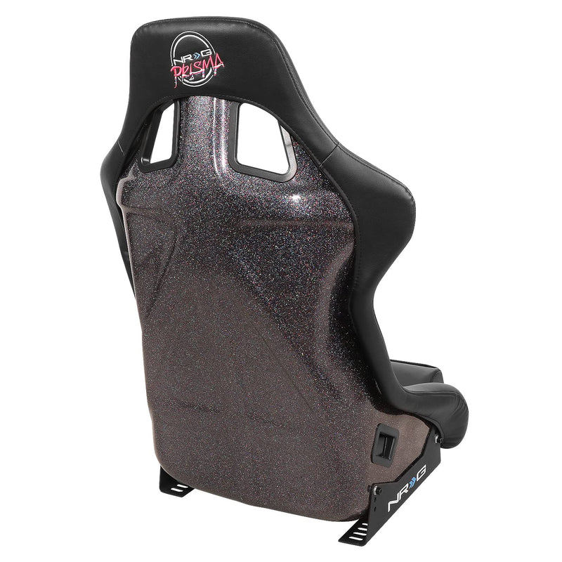 Bucket Racing Seat NRG Innovations FRP-302BK-V Double Layer FRP Black Vinyl Wrapped Mixed-density Foam 5 Point Harness Compatibility