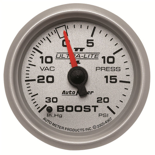 Auto Meter 2-1/16" Ultra-Lite II 30 in. Hg/20 PSI Mechanical Vacuum/Boost Gauge