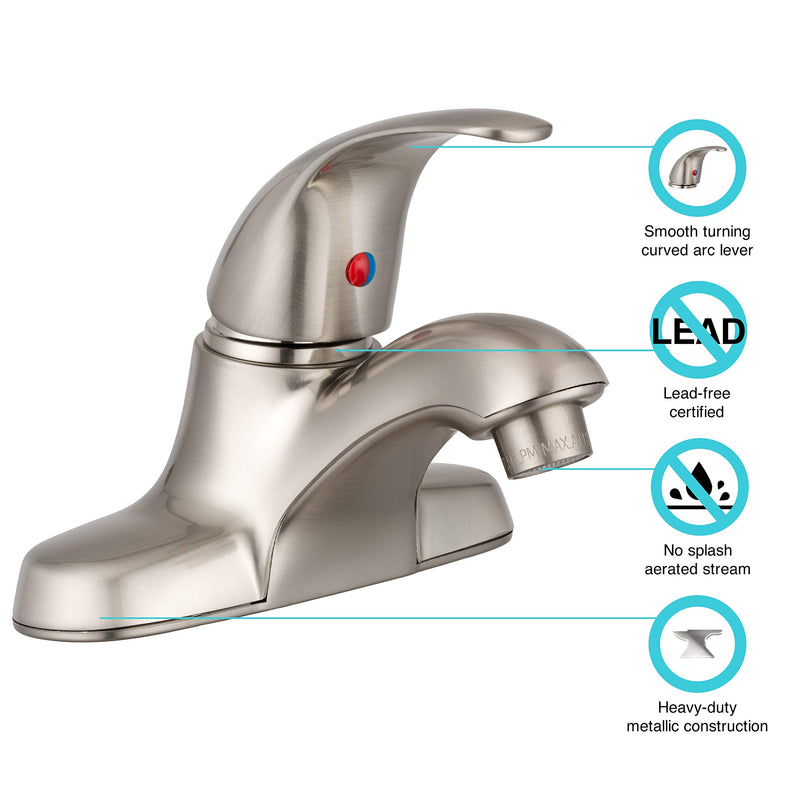 RV Bathroom Faucet Dura Faucet DF-NML210-SN Single Lever (Brushed Satin Nickel)
