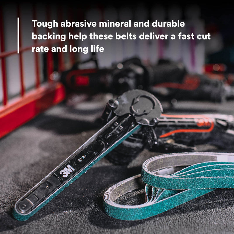 3M™ Abrasive File Belt Green Corps™ 36517, 60 Grit, 1/2 in x 18 in (12.7 mm x 457.2 mm), 20 Belts/Carton, 5 Cartons/Case