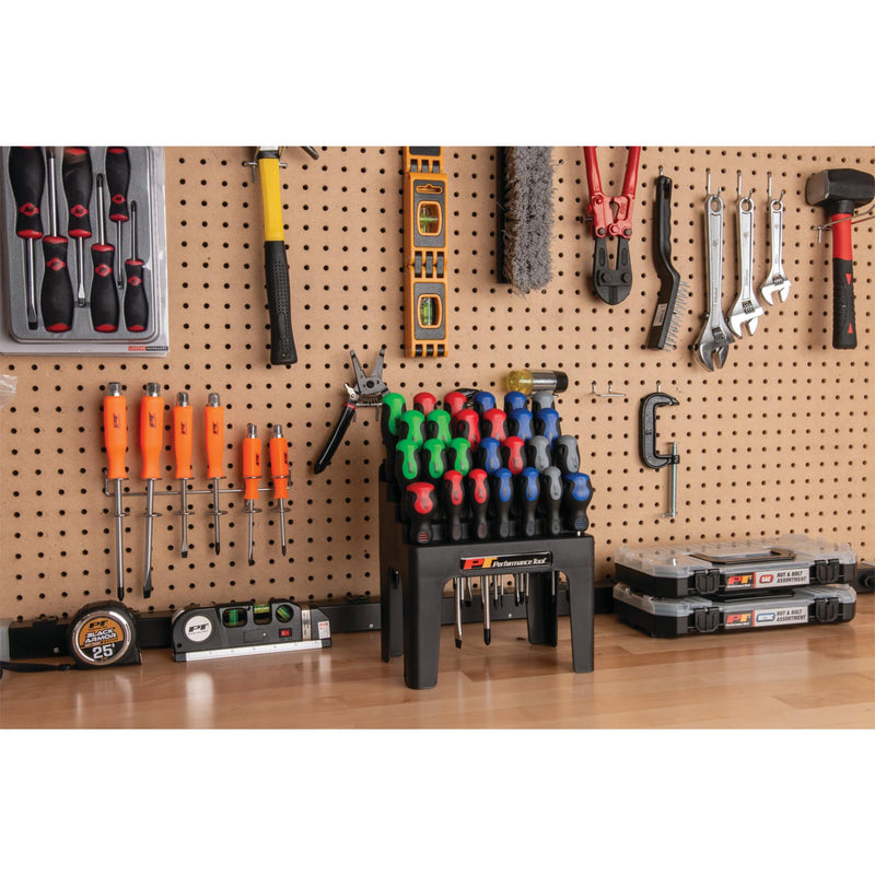 26pc Performance Tool W1738 Screwdriver Set w/Rack