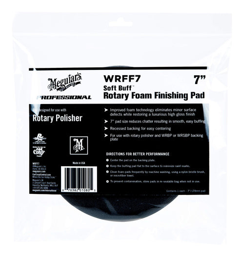 7" Meguiar's Soft Buff Rotary Foam Finishing Pad WRFF7 - Professional Finishing for Applying Waxes and Sealants - Foam Applicator Pad for Use with a Rotary Buffer, 1 Count