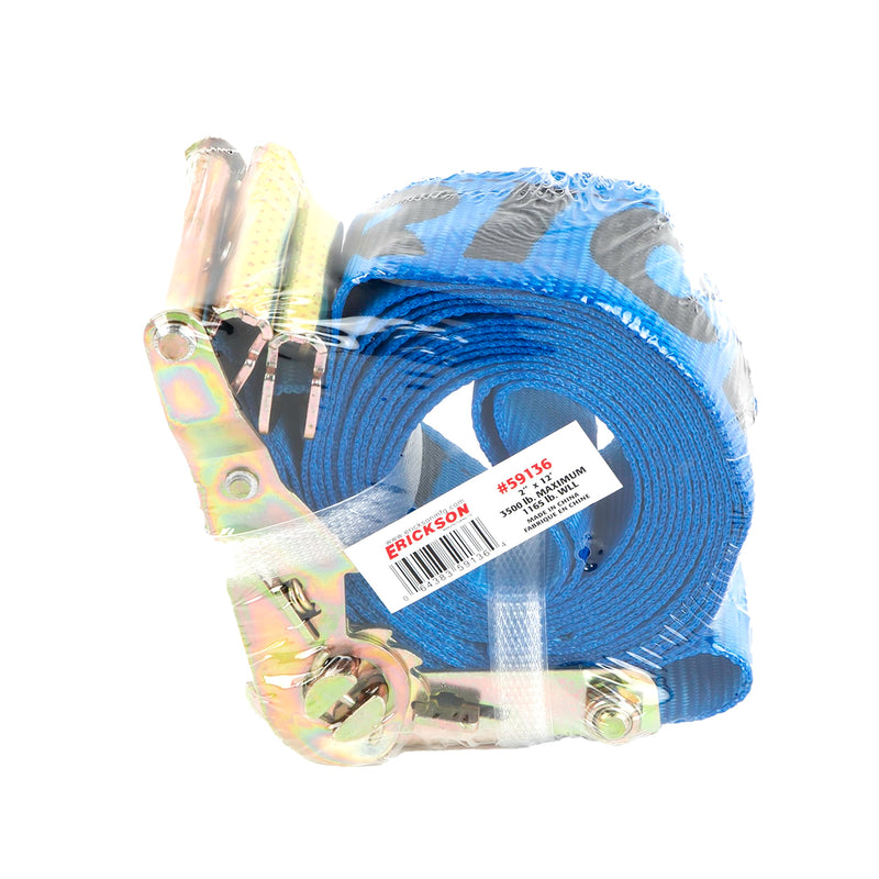 2" x 12' Blue Erickson Ratcheting E-Track Logistic Strap