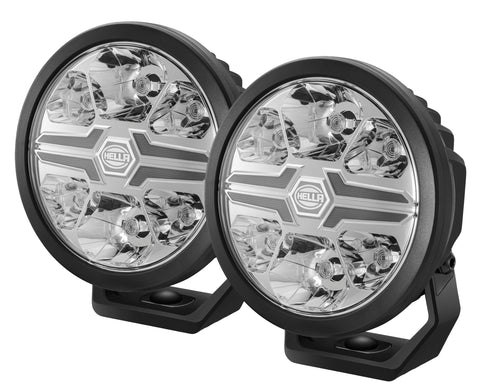 Hella 6-Inch Round Blade LED Off-Road Auxiliary Light Kit – 8,500 Lumens, 2 Lights & Covers for Cars, Trucks, SUVs & ATVs (358228801) | 2-Pack