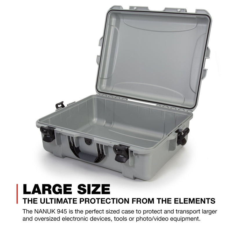 Waterproof Nanuk 945 Hard Case with Padded Dividers - Silver