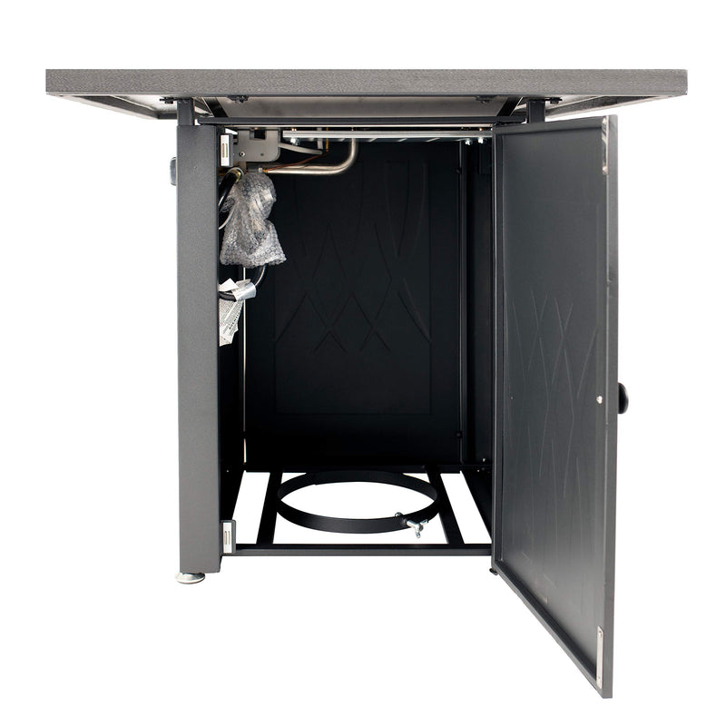 GHP Group Pleasant Hearth OFG824T Atlantis Table Gas Fire Pit, Matte Black/Tile Top