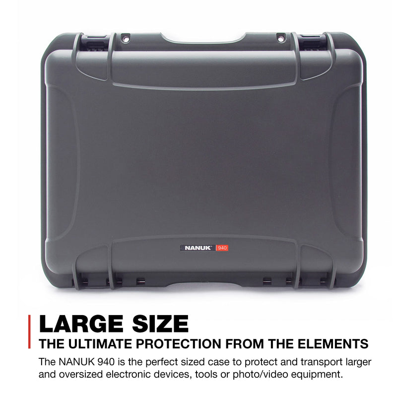 Graphite Nanuk 940 Waterproof Hard Case with Foam Insert