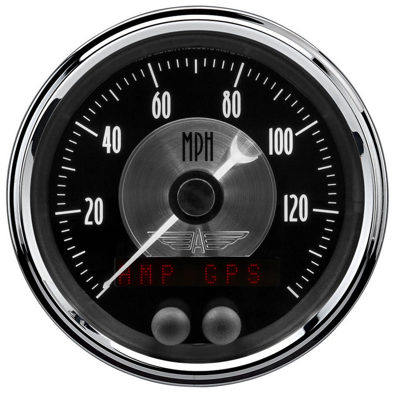 Speedometer AutoMeter 2080 Gauge, 3 3/8", 140 Mph, GPS, Prestige Blk. Diamond