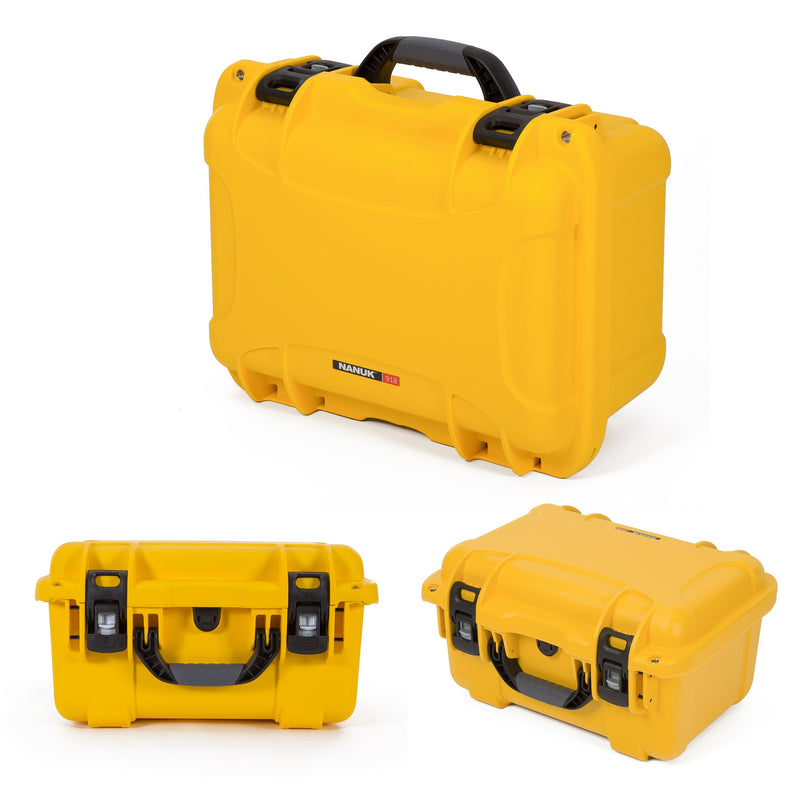 Waterproof Nanuk 918 Hard Case with Lid Organizer and Padded Divider - Yellow