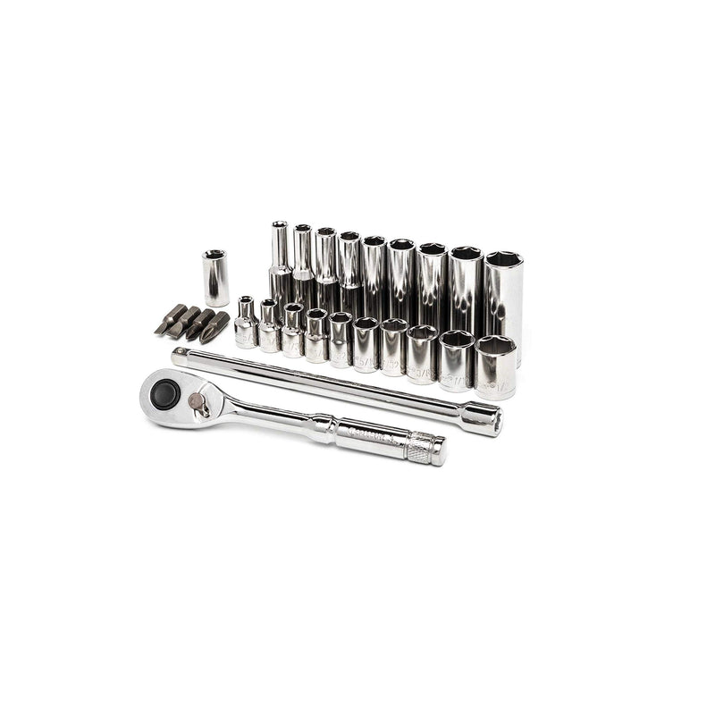 Crescent 1/4" Drive 26 Piece Standard & Deep SAE Mechanics Tool Set - CSWS2C