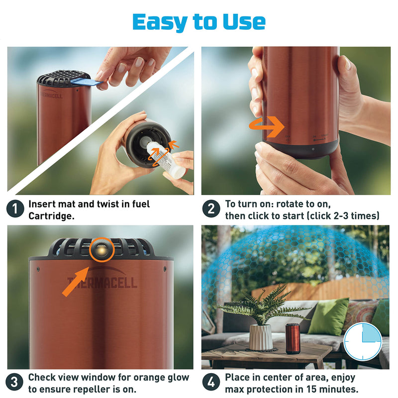 Mosquito Thermacell Patio Shield Repeller; Includes 12-Hour Refill; Highly Effective Mosquito Repellent for Patio; Bug Spray Alternative; Scent Free; No Candles or Flames