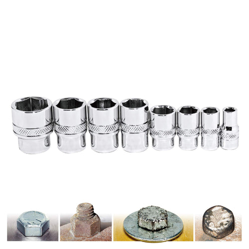 Powerbuilt 941323 Zeon 8 Piece SAE Socket Set - with use for Standard, Rusted, Rounded Bolts and Nuts, Size from 1/4" to 3/4"